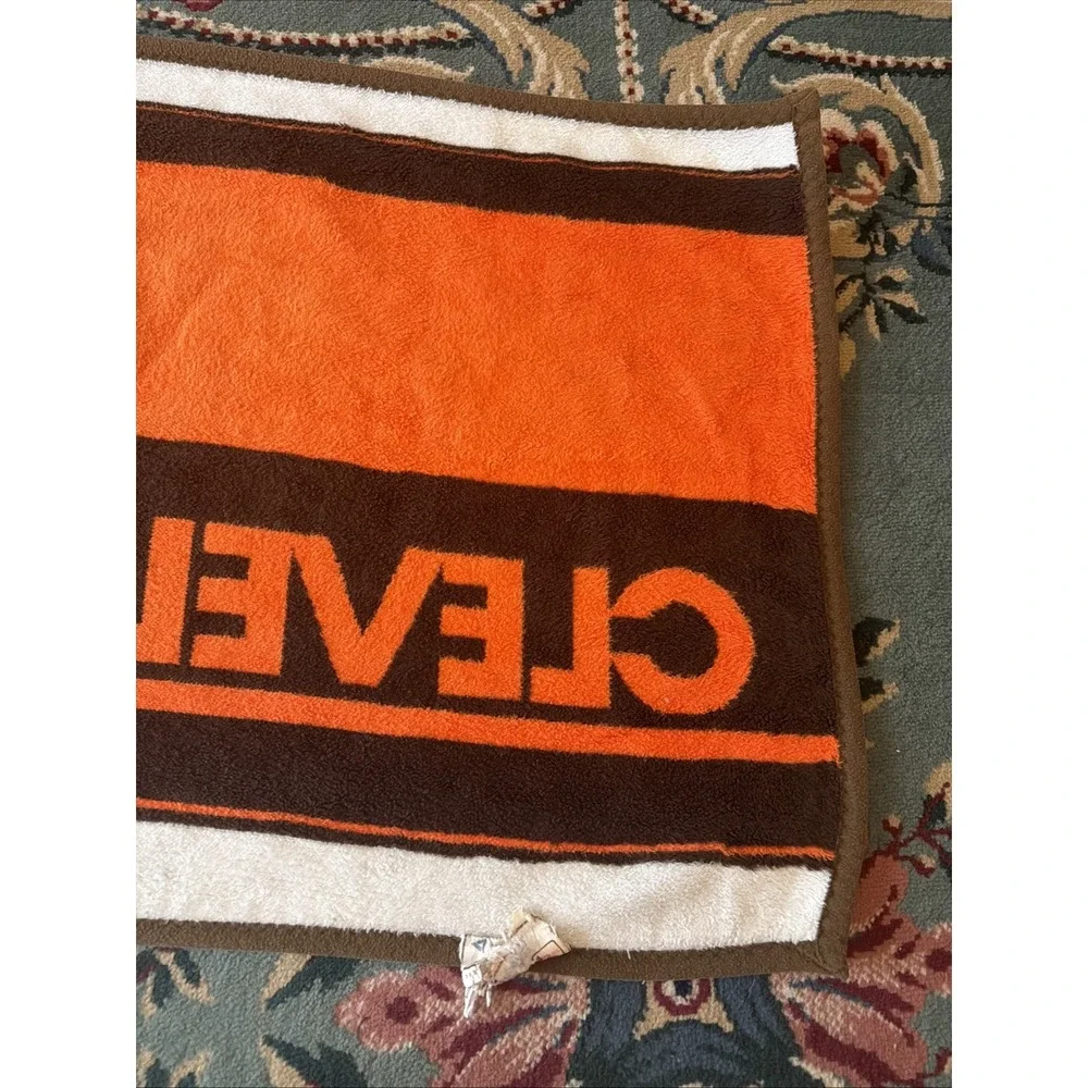 Vintage 1980's Cleveland Brown Stadium Throw Blanket 26 1/2 x 57 1/2 Beach Towel